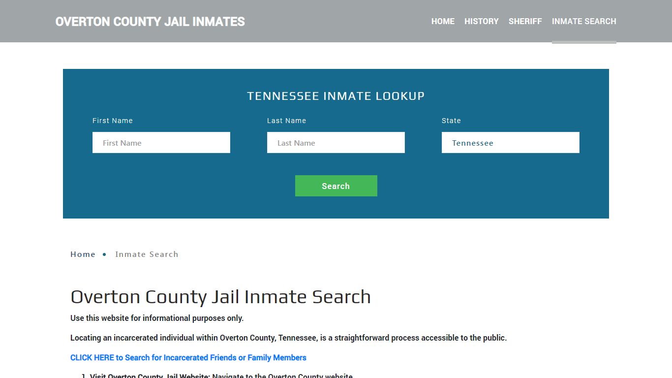 Overton County, TN Detainee Lookup