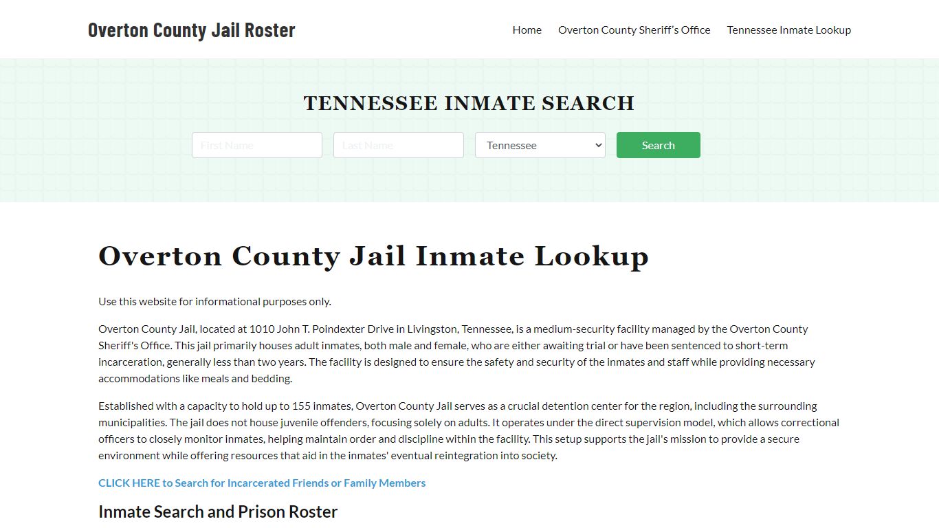 Overton County Jail Roster Lookup, TN, Inmate Search